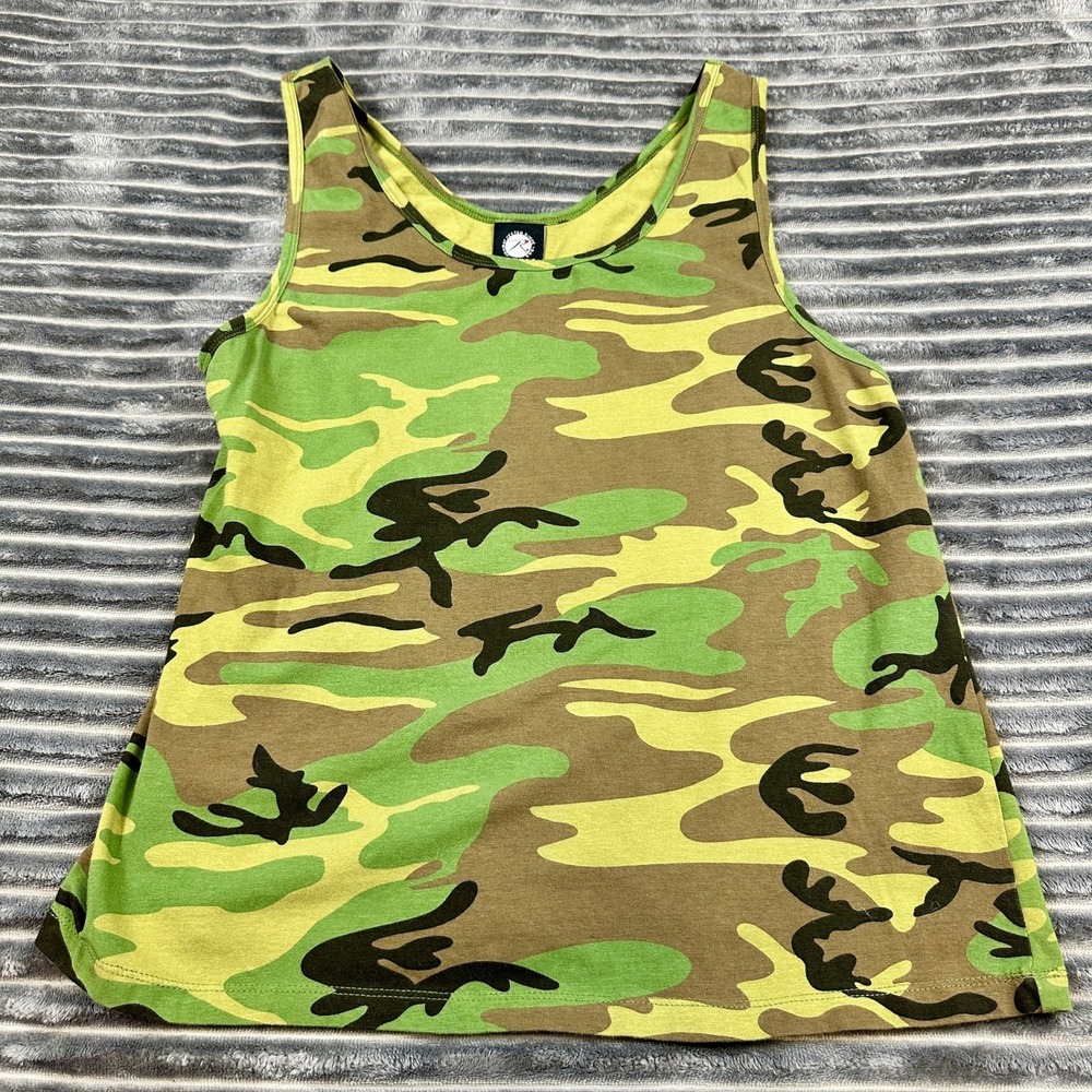 Rothco Camouflage Tank Top Green Brown Woodland Camo Sleeveless Shirt Size L